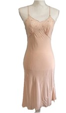 L  Elegance Peach Silk Brocade Slip Dress Embroidered Bias cut SZ XS NO TAG Fairy