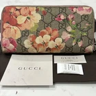 Portefeuille Gucci GG Supreme Floral Long Rond Fermeture Éclair Excellent Occasion