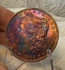 1886 P MORGAN DOLLAR GEM BU PROOF LIKE MONSTER RAINBOW TONED — photo 3