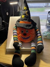 Vintage Halloween Plush Pumpkin Jack O Lantern Witch RARE 1988 Chrisha Playful