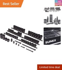 SUNEX 1068 3/8" & 1/2" Drive SAE & Metric 6 Point Standard & Deep Master Impa...