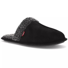 Levi's Men Brixton Slip On Scuff Slippers Size US M 8-9 Black Faux Suede