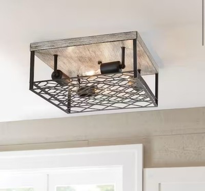 Hampton Bay Heather Glen 4-Light Black Square Flush Mount Ceiling Light