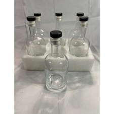 Set of 6 Clear Glass Apothecary Bottles with Black Top Cork Stoppers 7.25 Inch