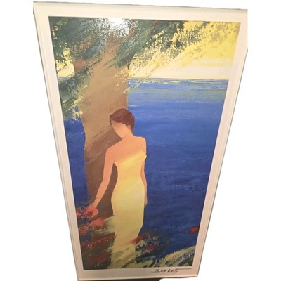Emile Bellet Print Seriolithograph En Mediterranee Woman Yellow Mediterranean 