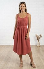 Madewell Size 6 Coral Midi 100% Silk Flowy Lightweight Dress NWT