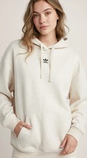 adidas Originals Oversized Hoodie Women S Wonder White Trefoil Fleece NWT ESS