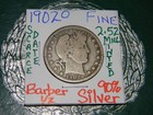 1902 O Barber 90 Silver Half Dollar New Orleans, Fine, Better Date 2,526 million — photo 3