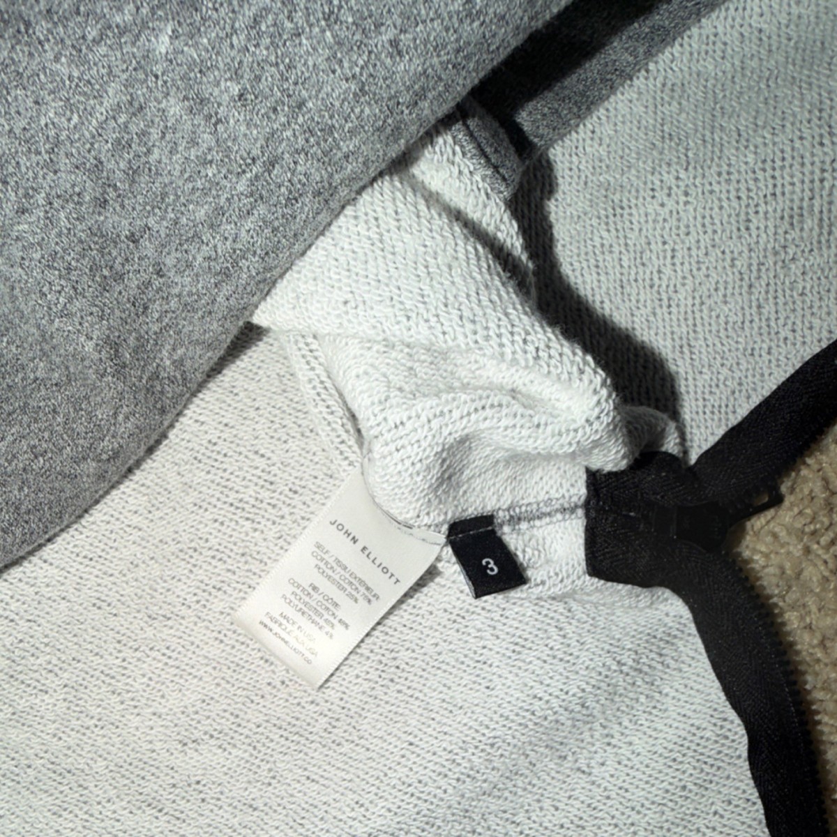 John Elliott Pullover Hoodie Gray Cotton Polyester Knit Crew Neck Size 3 View 4