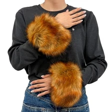 Faux Fur Wrist Cuffs, Winter Furry Arm Warmer Fluffy Wirstband Short Ankle 