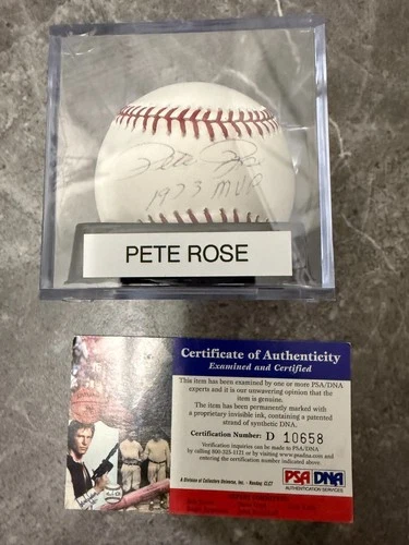 Pete Rose 1973 MVP Autographed Baseball Signed PSA DNA Certified Authentic Reds