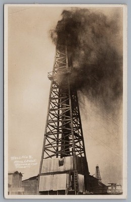 Oil Well Before The Fire RPPC Real Photo Postcard