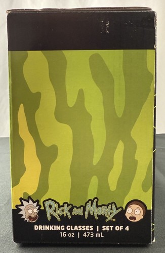 Adult Swim Rick And Morty Collectible Drinking Glasses - 1 Set of 4, 16 Oz Cups - Picture 9 of 13