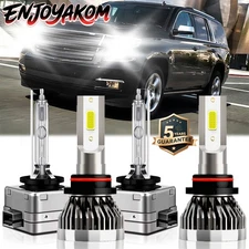 For Chevrolet Tahoe 2015-2020 White LED Headlight Bulb Combo High/Low Beam HID