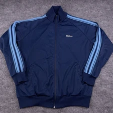 Vintage 70s 80s Wilsons Full Zip Track Jacket Tennis Color block Retro L