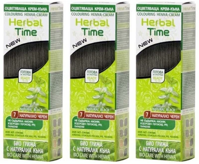 Henna Haarfarbe Creme 3er-Set Schwarz 100 % natürliches Pflanzenhaar-Färbemittel - Bild 1 von 4