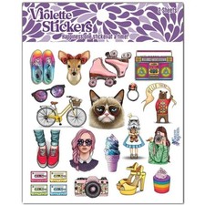 Violette Stickers - 1980s Nostalgia - 2 Retro Vintage Sticker Sheets - Crafts