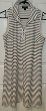 MSK Sleeveless Dress Pullover Women's Small White with Black Stripe Stretch Chic