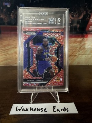 2023-24 Prizm Monopoly Lebron James Red Millionaire Shimmer Prizm /100 TAG 9