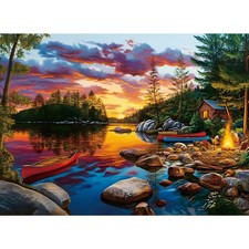 Sunset Lake Cabin 500 Piece Jigsaw Puzzle for Adults 20.5 x 15 Inch