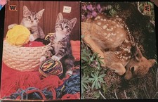 Vintage Whitman Jigsaw Puzzles 63 Pcs Knittin Kittens & Friendly Fawn Complete
