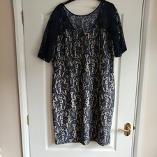 LADIES DRESS, Next, size 18, navy lace shift, knee length
