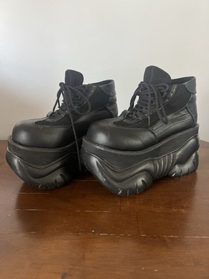 Купить demonia stomp black vegan leather cyber goth platform shoes