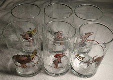Vintage *1981 Arby's B.C.  ICE AGE COLLECTOR SERIES by Hart - Glasses- Set of 6
