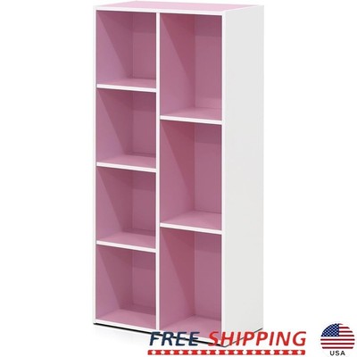 Modern 7-Tier Bookcase Engineered Wood Storage Organizer Home Office Living Room