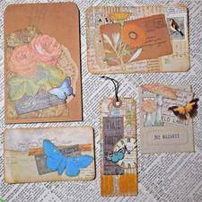 Handmade Ephemera Junk Journal Supplies Scrapbook Mixed Media Vintage Floral L3