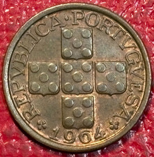 HIGH GRADE AU 1964 PORTUGAL 10 CENTAVOS COIN-DEC488