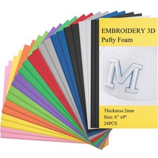 24 Pcs 2 mm 3D Embroidery Foam 6" x 9" Puffy Foam Assortment EVA Craft Sheets...
