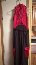 Red And Black Sequin Weissman Dance Costume Adult Small