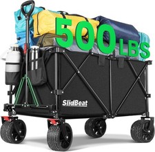 SLIDBEAT - Carrello da Giardino Pieghevole, Carrello Spiaggia con Ruote Grandi,