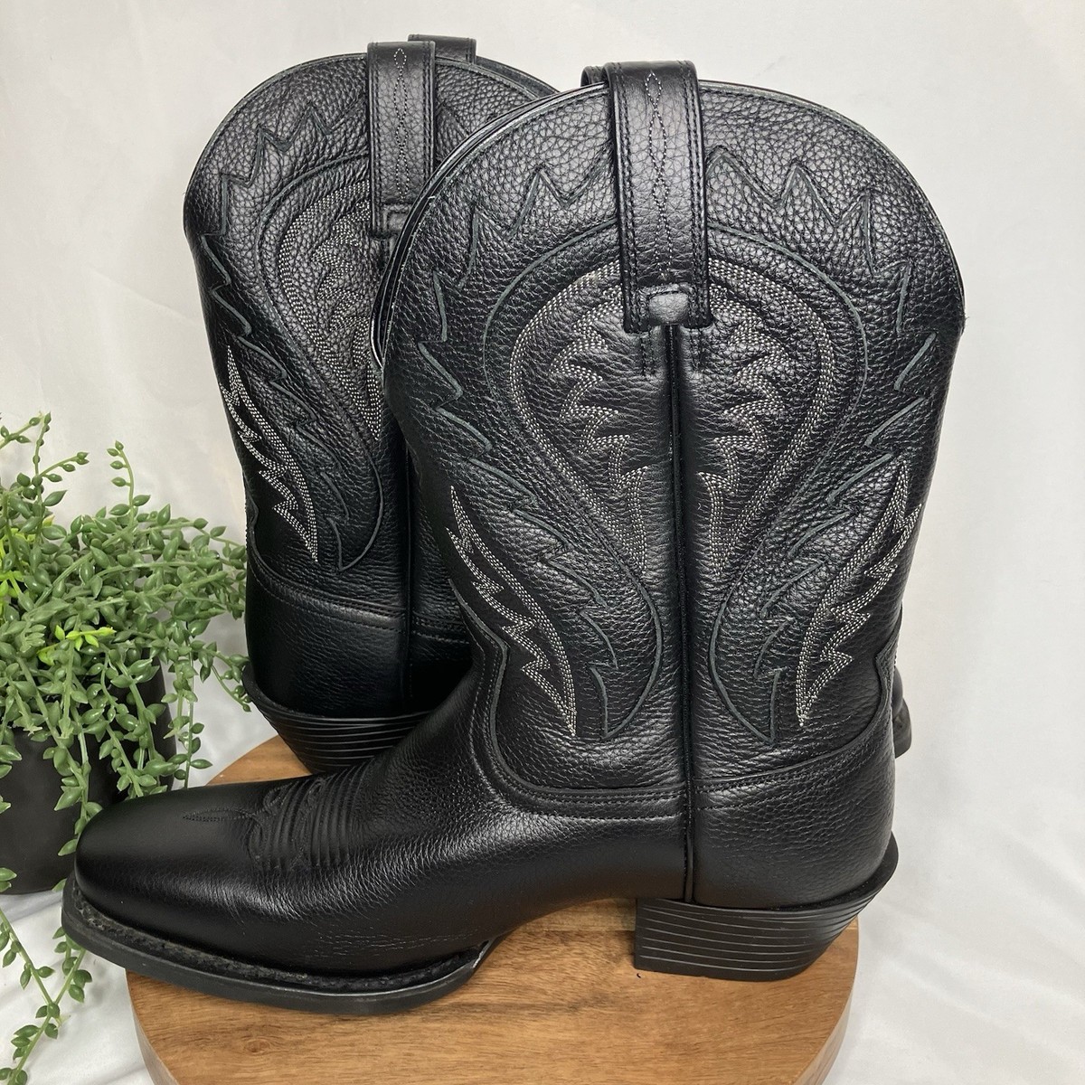 Ariat Boots 10.5 D Black Deertan Leather Western Cowboy 