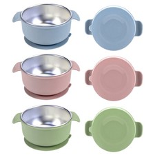 Suction Bowls For Babies  Toddlers Silicone stainless Steel Spill Proof Bowls