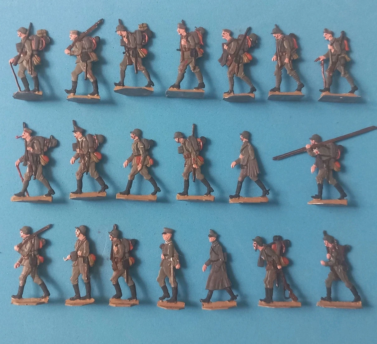Plats d'étain - Zinnfiguren - Flat tin : mitrailleurs allemands WW1