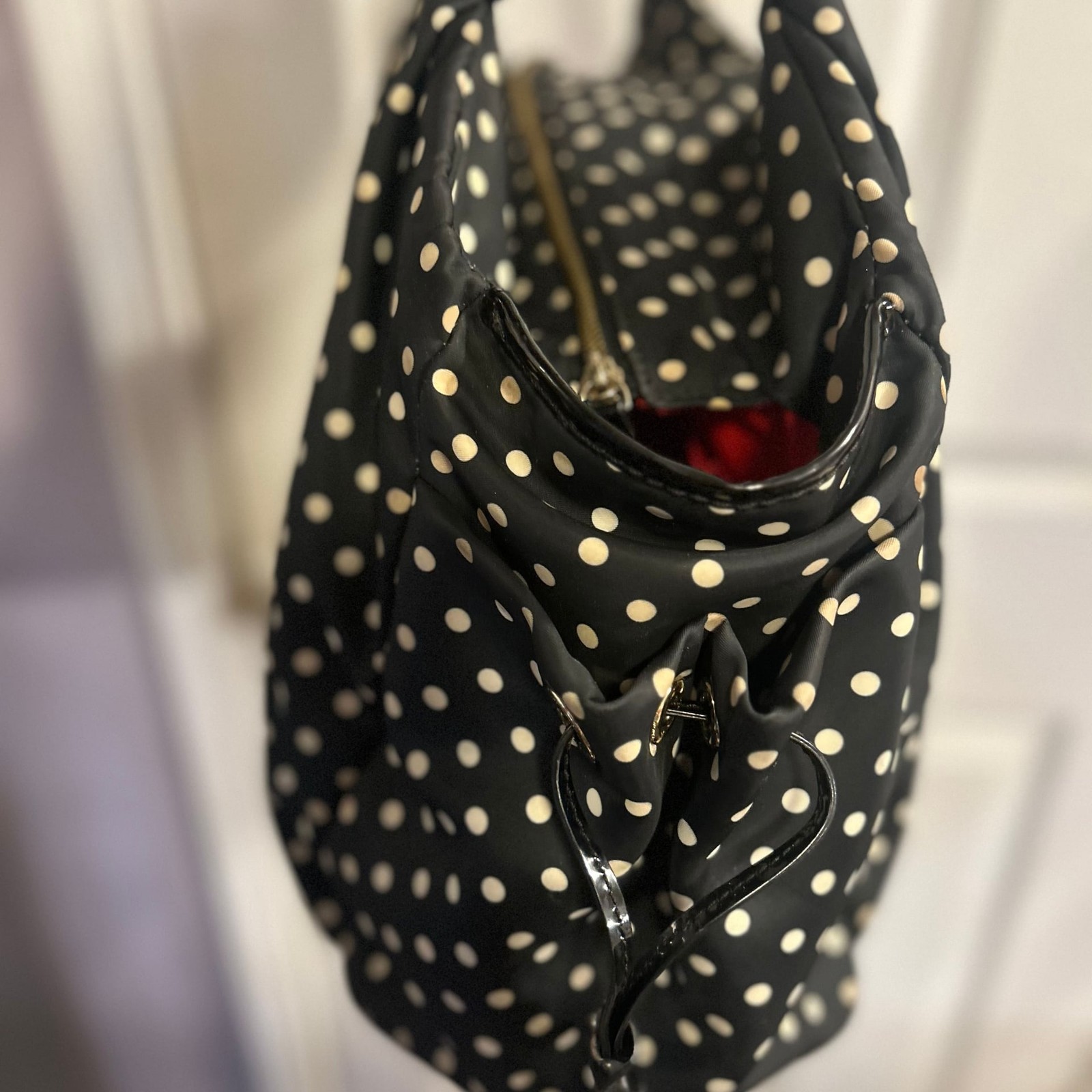Kate Spade Stevie Black & White Polka Dot Nylon Diaper Bag Tote thumbnail 5