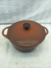 Vintage COUSANCES Orange Enamel Cast Iron Dutch Oven Number 22