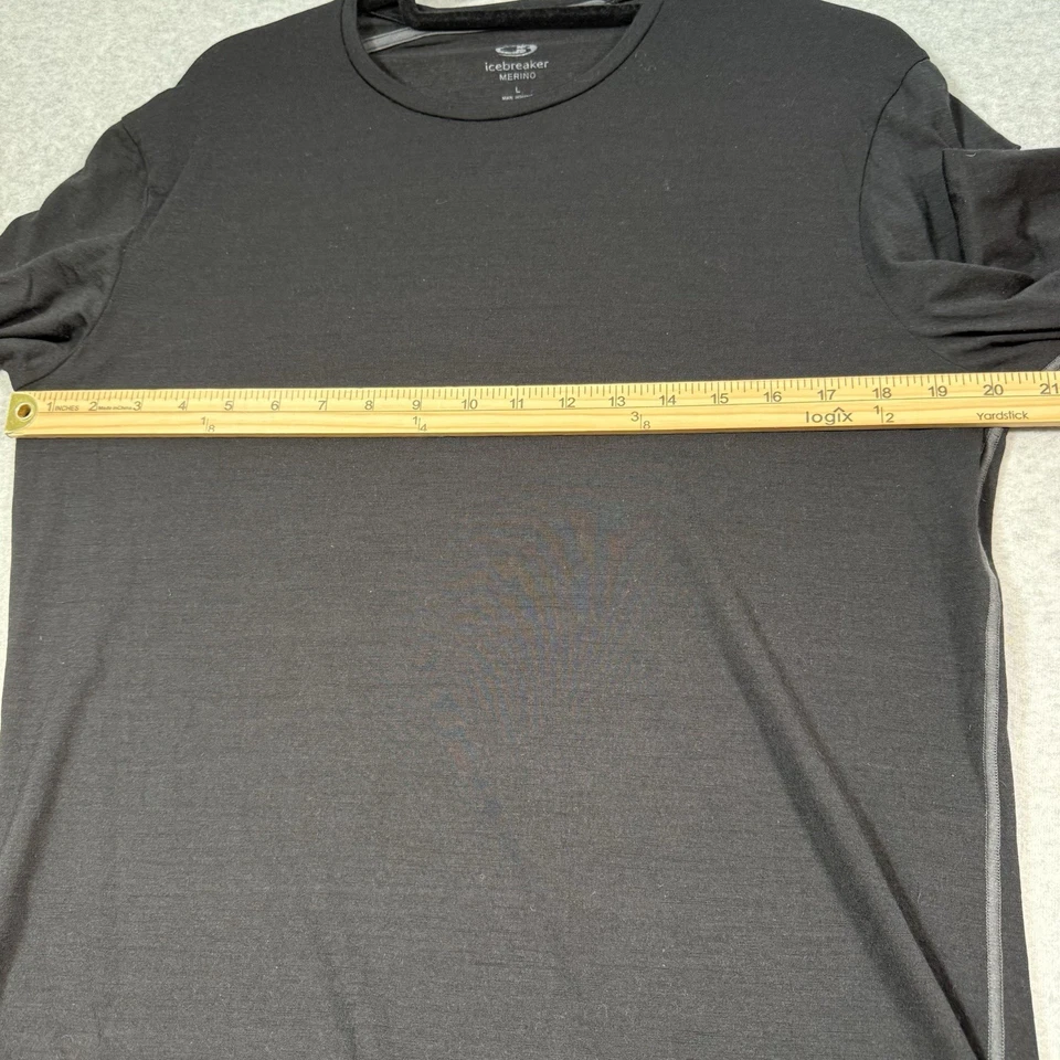 Camisa Icebreaker Lana Merino LS Para Hombre L Gris Capa Base Ligera Foto 4 de 4