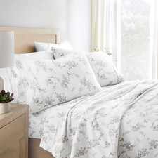 Gray Sylvan Rose 4 Piece 100 Cotton Flannel Deep Pocket Sheet Set Twin