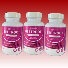 3PCS Rosabella Organic Beet Root 60 Capsules Natural Energy Boost Blood Pressure