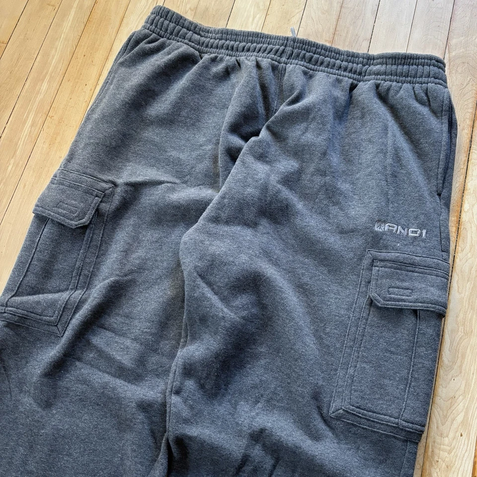 Pantalones deportivos de carga holgados de colección and1 grises para hombre 2XL skate grunge Y2K hip hop retro Foto 3 de 4