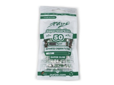PURIZE Weiß- 50er Pack Super Slim Size Ø 5mm-Aktivkohlefilter