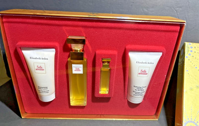 Vtg ELIZABETH ARDEN 5th Avenue 4-Piece Fragrance Gift Set Eau De Parfum, Extract