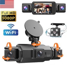 360  1080P Dash Cam Front and Rear Inside Left Right 4 Channel WiFi Dash Camera