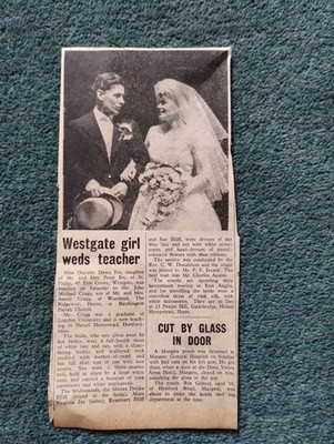Sk303 Epheera 1960 Bild Hochzeit Dorothy Ive John Cragg Birchington 