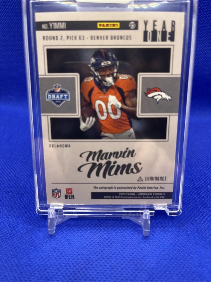 2023 Panini Luminance Red Ink Marvin Mims Broncos Rookie Year One On Card Auto💎 - Image 2 of 2