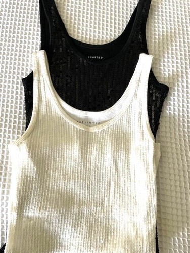 The Limited Sleeveless Sequenced Black & White Perfect Tank Tops - Size S - Picture 2 of 4