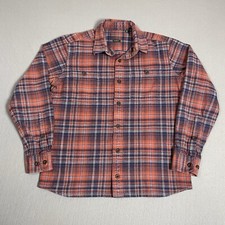 Orvis Flannel Shirt Men's Medium Red Plaid Classic Fit Thick Heavyweight
